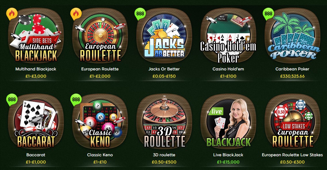 888 casino  offers range of online games to choose from
