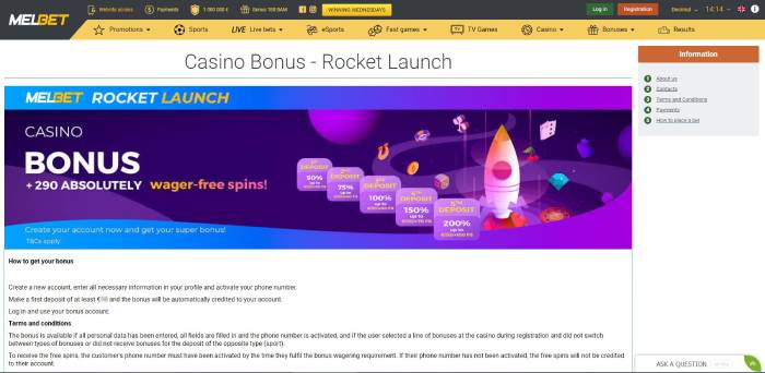 You can check the Rocket Launch bonus from MELbet