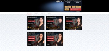 Checkout Red Dog's live casino game section