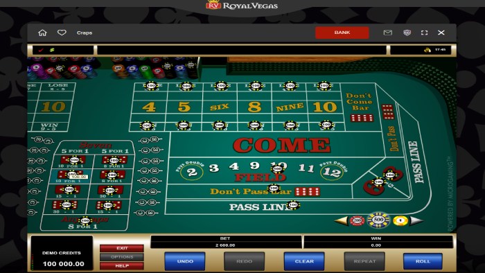 Play craps live at Royal Vegas Casino